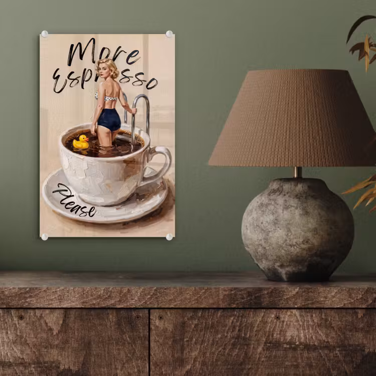 Glas schilderij - More espresso - Koffie - Eend — 4