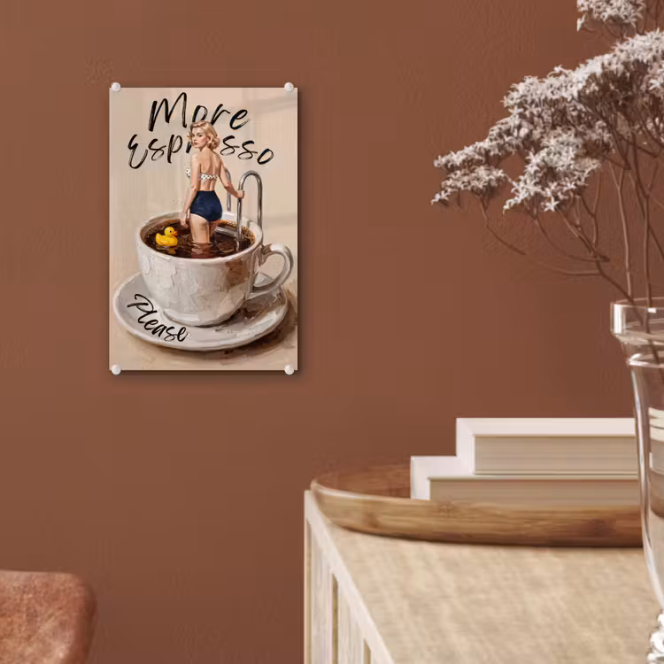 Glas schilderij - More espresso - Koffie - Eend — 6