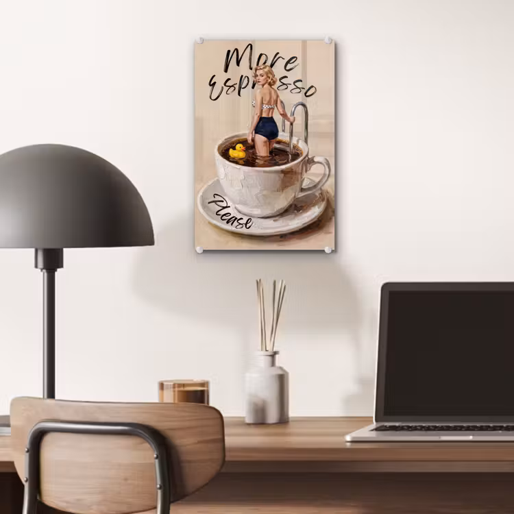 Glas schilderij - More espresso - Koffie - Eend — 7