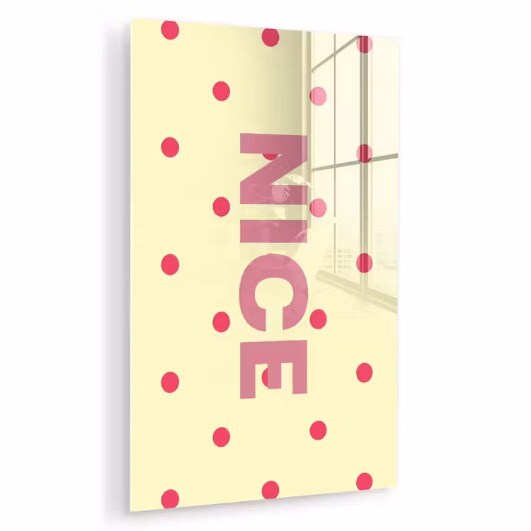 Glas schilderij - Nice - Stippen - Roze - Geel — 1