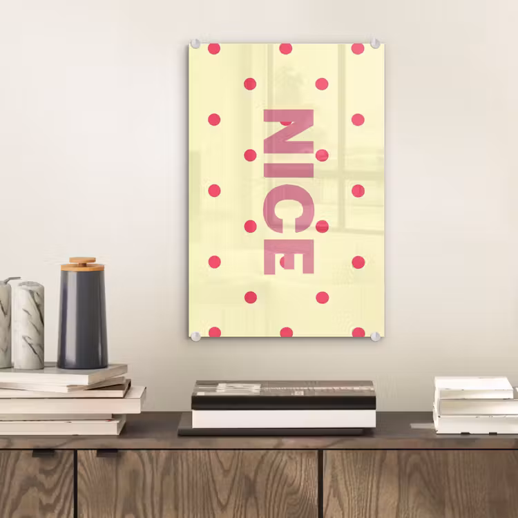 Glas schilderij - Nice - Stippen - Roze - Geel — 2