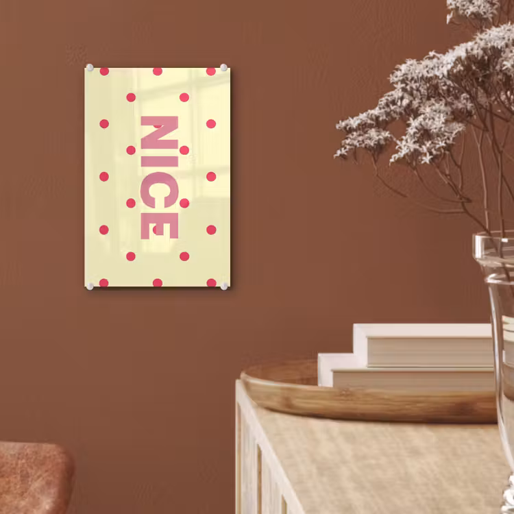 Glas schilderij - Nice - Stippen - Roze - Geel — 6