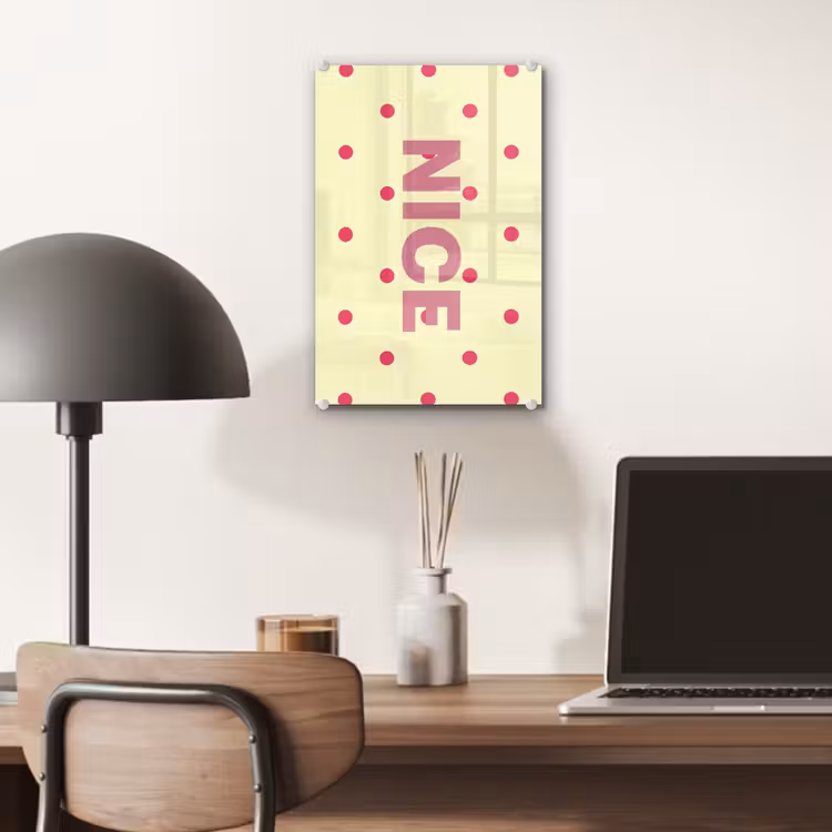 Glas schilderij - Nice - Stippen - Roze - Geel — 7