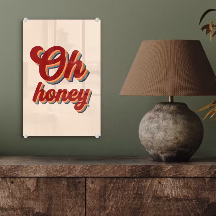 Glas schilderij - Oh honey - Rood - Schaduw — 4