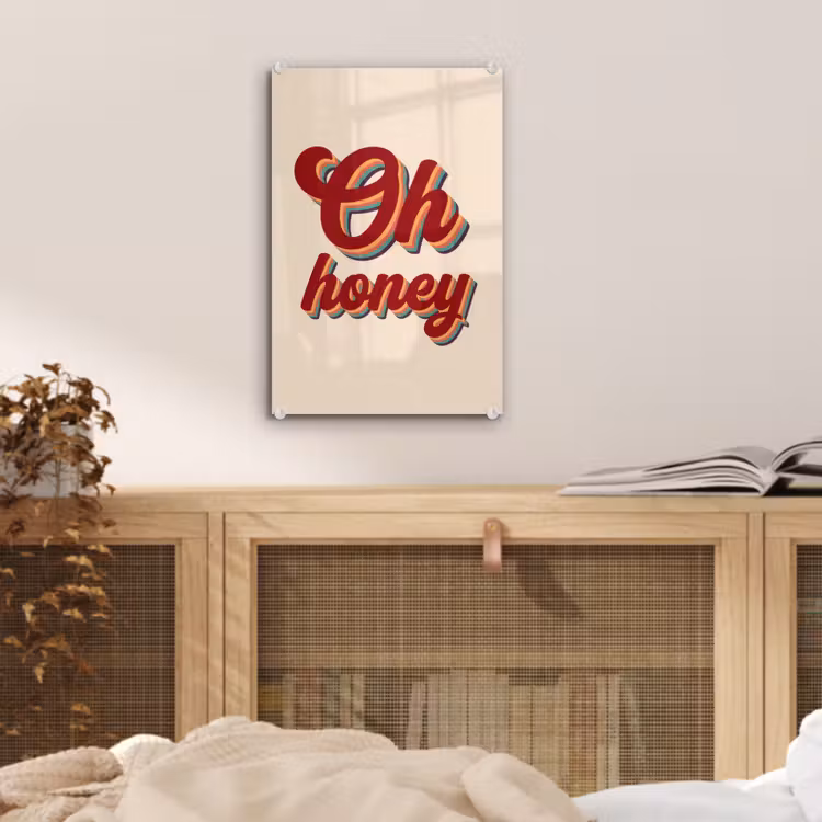 Glas schilderij - Oh honey - Rood - Schaduw — 5