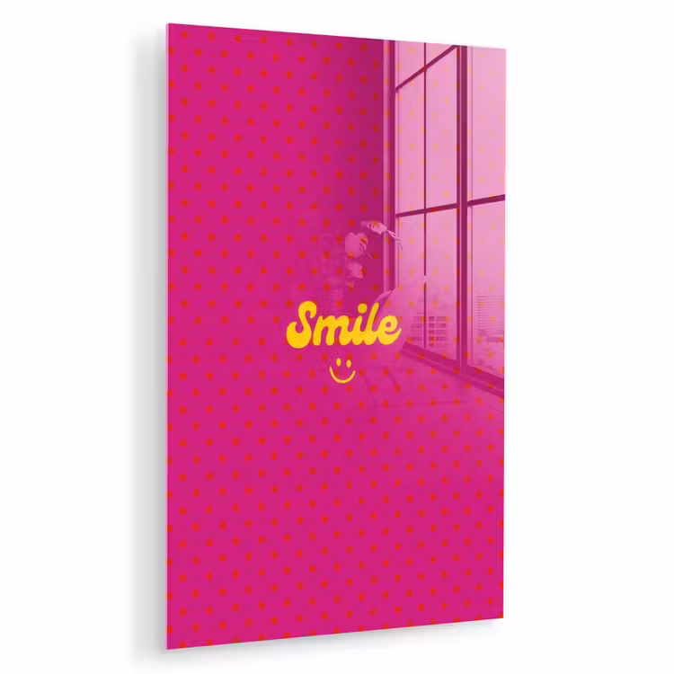 Glas schilderij - Smile - Stippen - Roze — 1