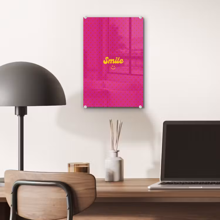 Glas schilderij - Smile - Stippen - Roze — 7