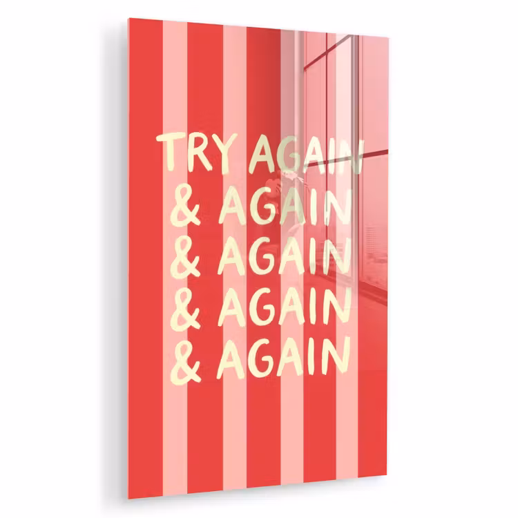 Glas schilderij - Strepen - Rood - Try again — 1