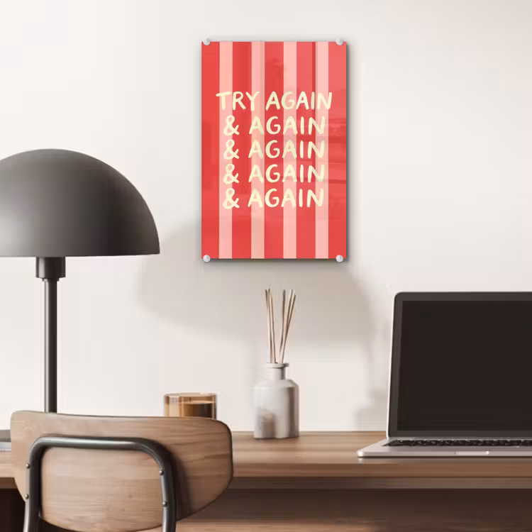 Glas schilderij - Strepen - Rood - Try again — 7