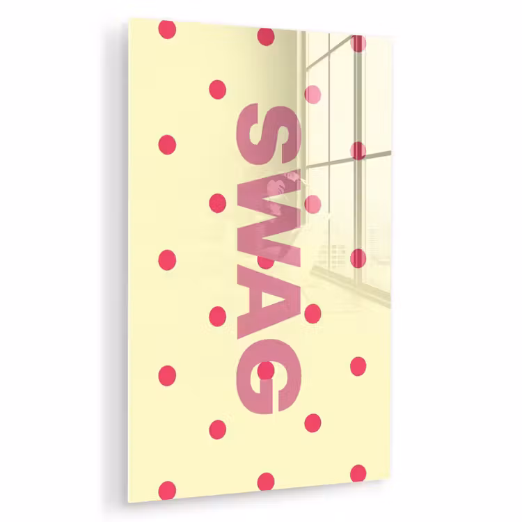 Glas schilderij - Swag - Roze - Stippen - Geel — 1