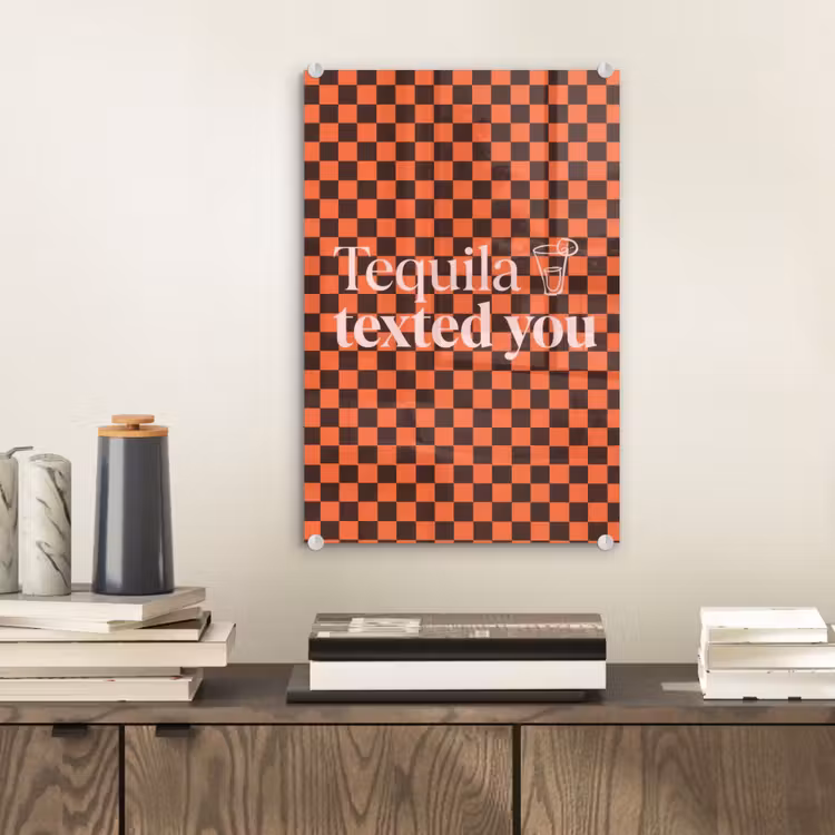 Glas schilderij - Tequila texted you - Glas - Vierkanten - Oranje — 2