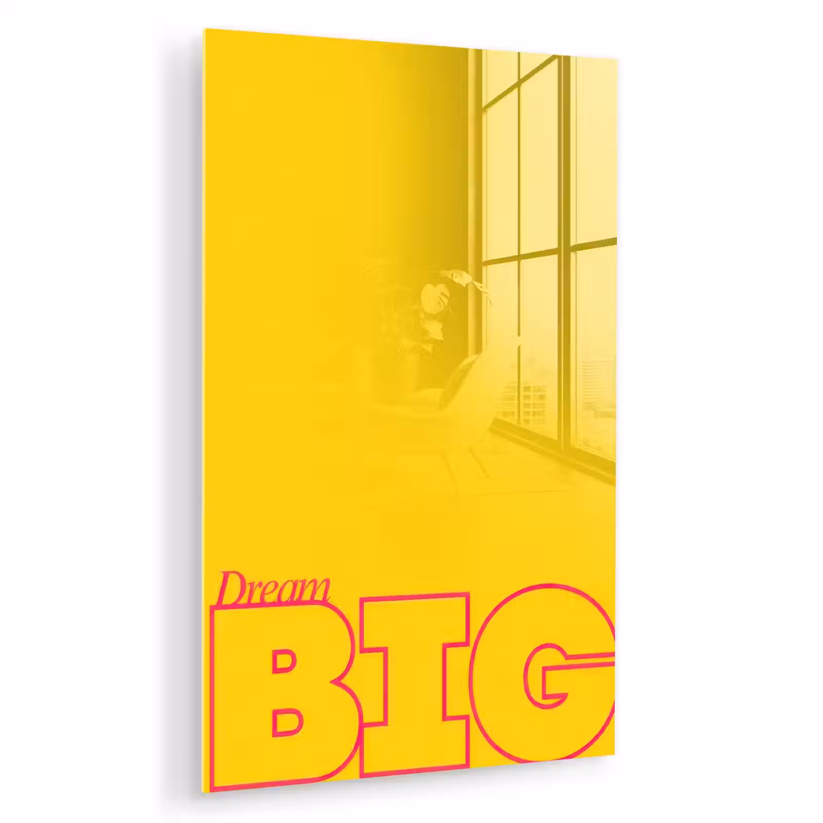 Glas schilderij - Dream big - Geel - Grafisch — 1