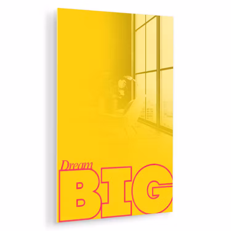 Glas schilderij - Dream big - Geel - Grafisch — 1