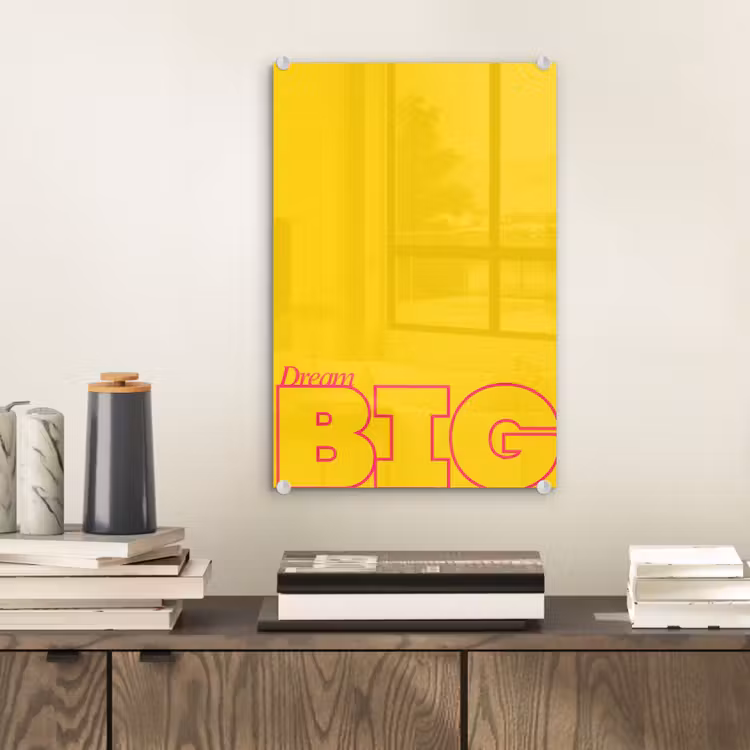 Glas schilderij - Dream big - Geel - Grafisch — 2