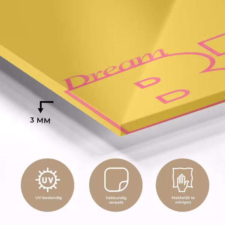 Glas schilderij - Dream big - Geel - Grafisch — 3