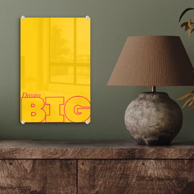 Glas schilderij - Dream big - Geel - Grafisch — 4