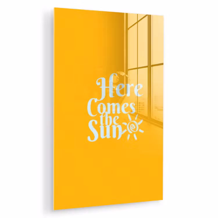 Glas schilderij - Geel - Blauw - Here comes the sun — 1