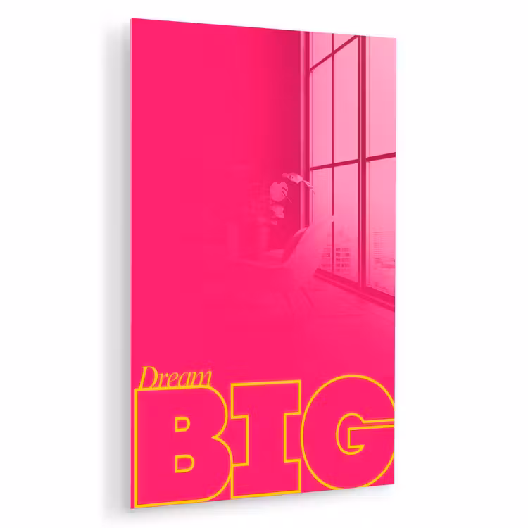 Glas schilderij - Minimalistisch - Roze - Dream big - Grafisch — 1
