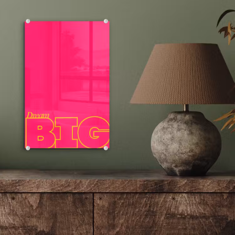 Glas schilderij - Minimalistisch - Roze - Dream big - Grafisch — 4