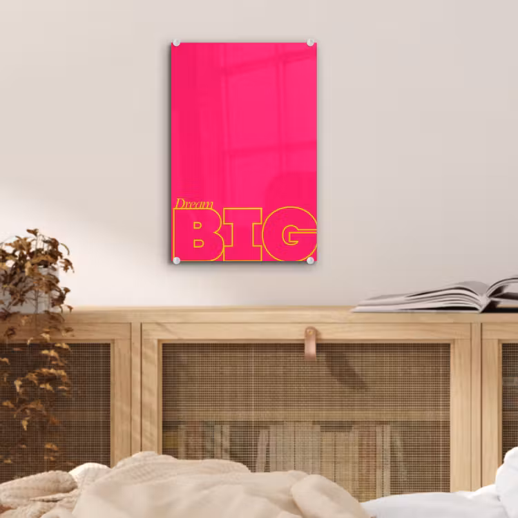 Glas schilderij - Minimalistisch - Roze - Dream big - Grafisch — 5