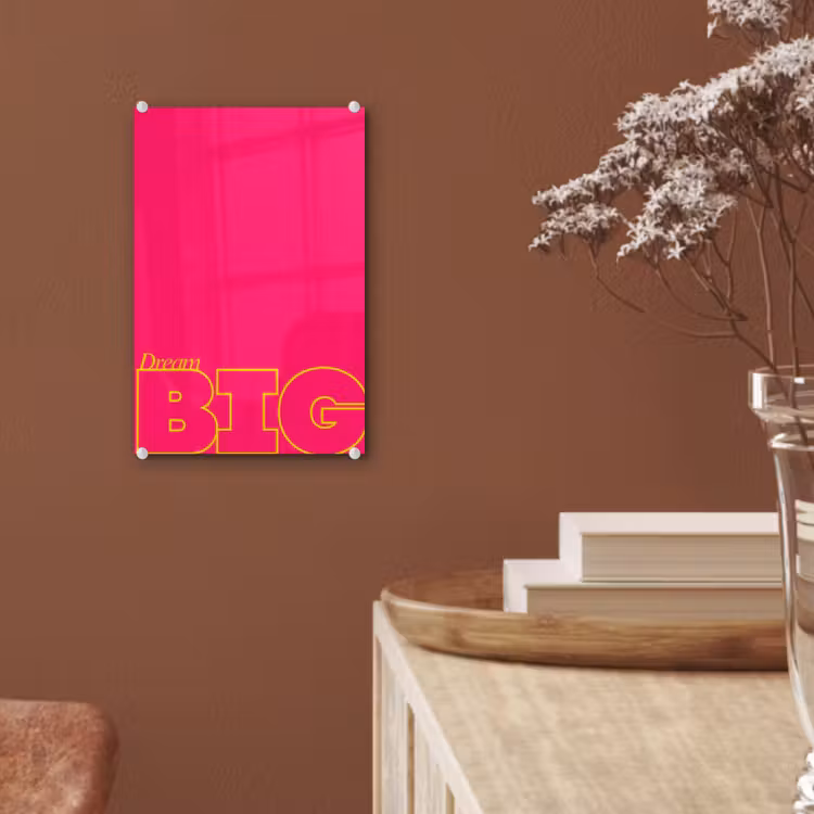 Glas schilderij - Minimalistisch - Roze - Dream big - Grafisch — 6