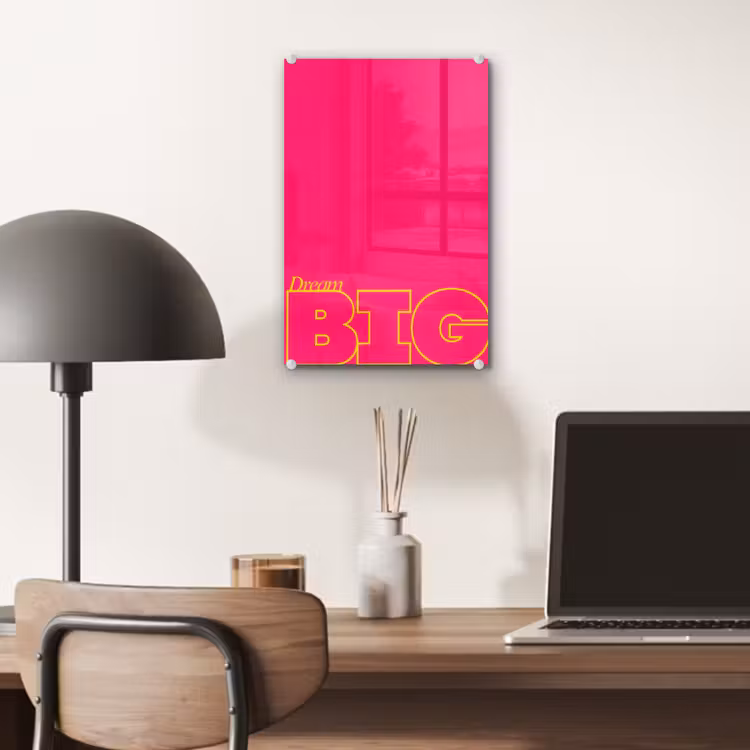 Glas schilderij - Minimalistisch - Roze - Dream big - Grafisch — 7