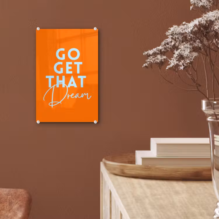 Glas schilderij - Oranje - Blauw - Go get that dream — 6