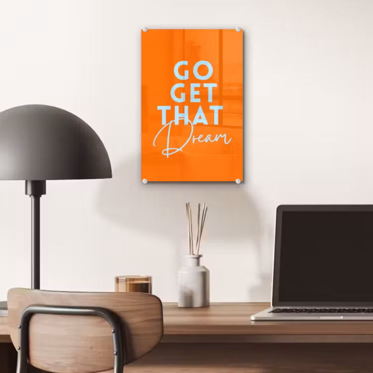 Glas schilderij - Oranje - Blauw - Go get that dream — 7