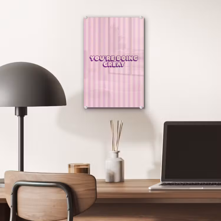 Glas schilderij - Paars - Strepen - You're doing great - Schaduw — 7