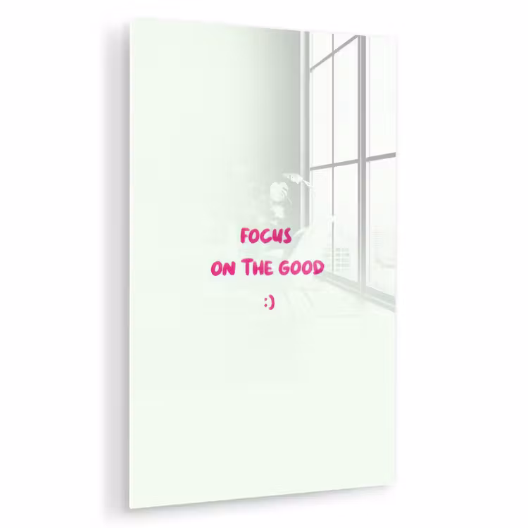Glas schilderij - Focus - Beige - Roze - Smiley — 1