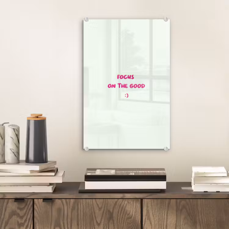 Glas schilderij - Focus - Beige - Roze - Smiley — 2