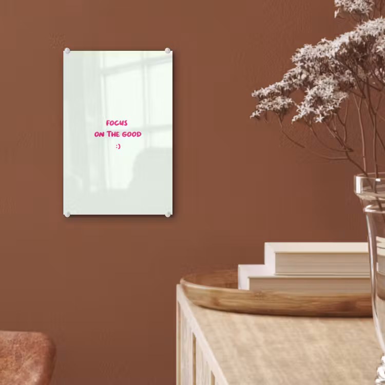 Glas schilderij - Focus - Beige - Roze - Smiley — 6