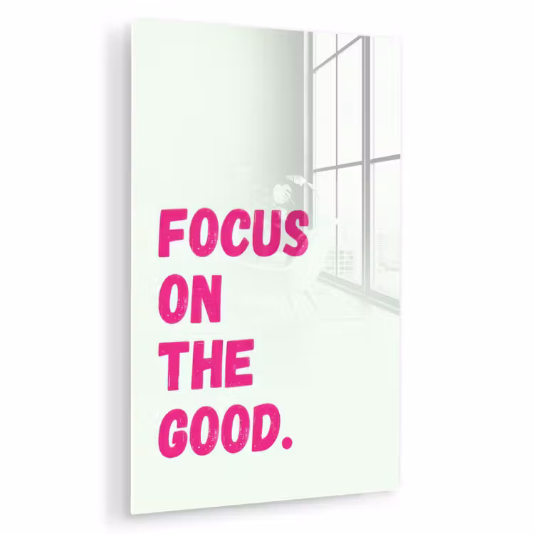 Glas schilderij - Focus on the good - Beige - Roze — 1