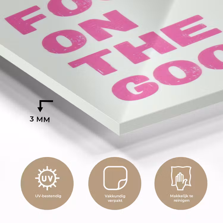 Glas schilderij - Focus on the good - Beige - Roze — 3