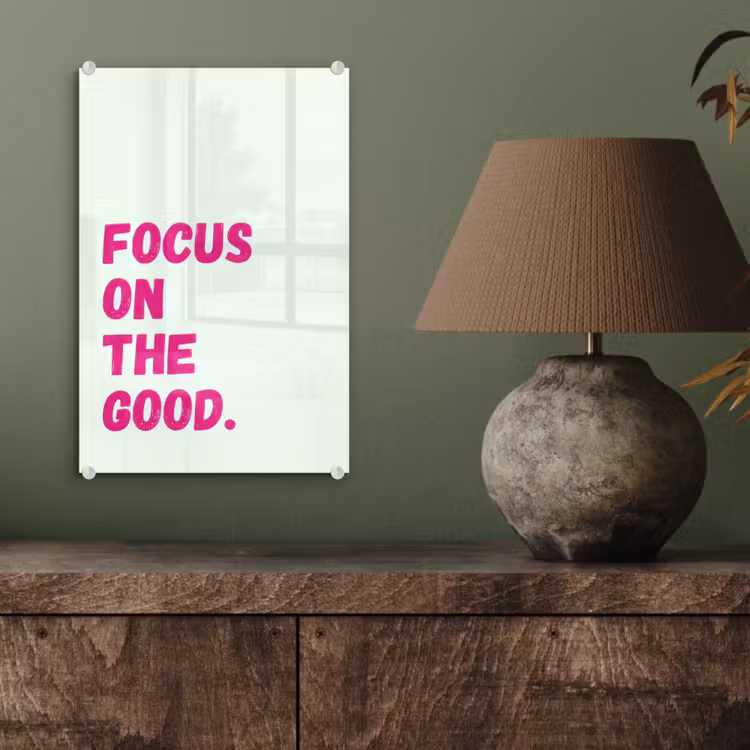 Glas schilderij - Focus on the good - Beige - Roze — 4