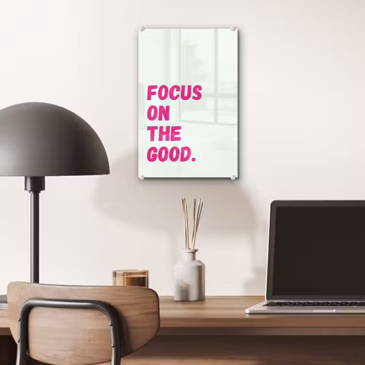 Glas schilderij - Focus on the good - Beige - Roze — 7
