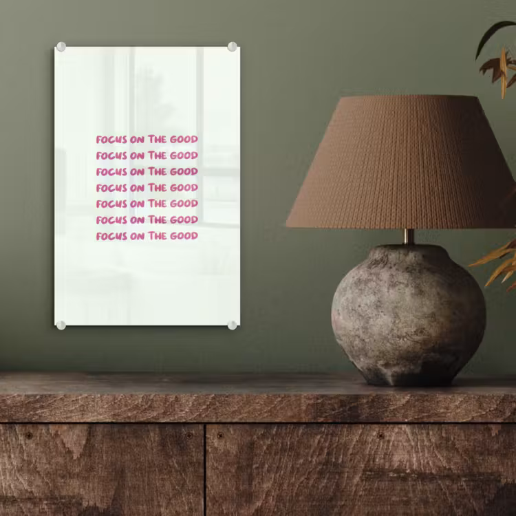 Glas schilderij - Focus on the good - Roze — 4