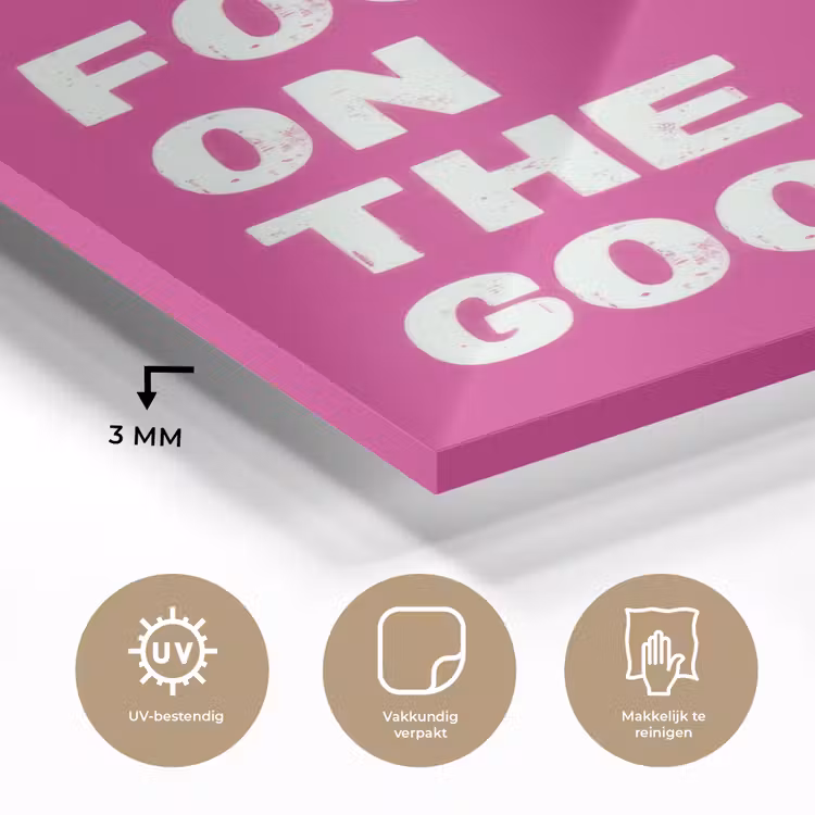 Glas schilderij - Focus on the good - Roze - Simple — 3