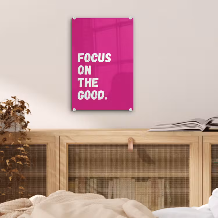 Glas schilderij - Focus on the good - Roze - Simple — 5