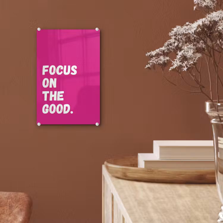 Glas schilderij - Focus on the good - Roze - Simple — 6