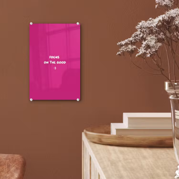 Glas schilderij - Focus - Smiley - Roze — 6