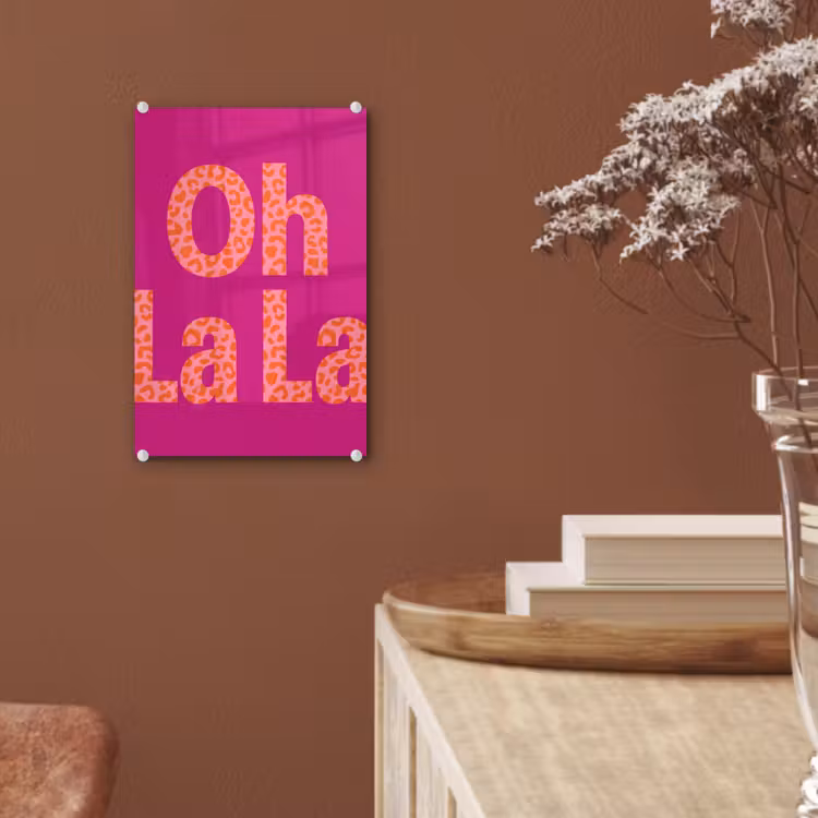 Glas schilderij - Oh la la - Luipaardprint - Roze — 6