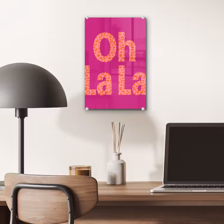 Glas schilderij - Oh la la - Luipaardprint - Roze — 7
