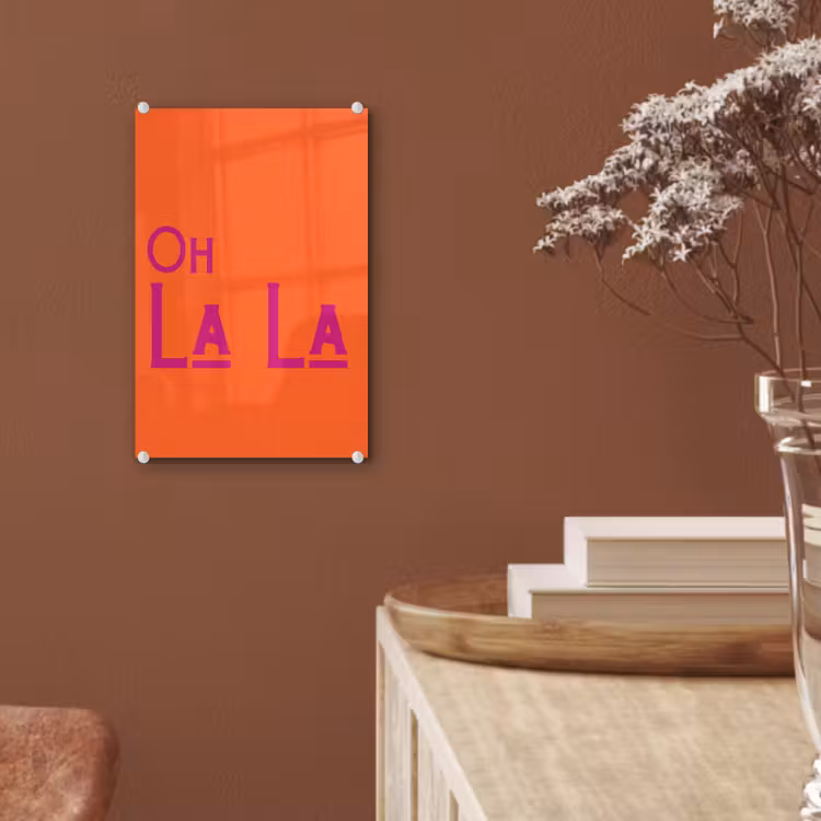 Glas schilderij - Oh la la - Oranje - Roze - Scheeflettertype — 6