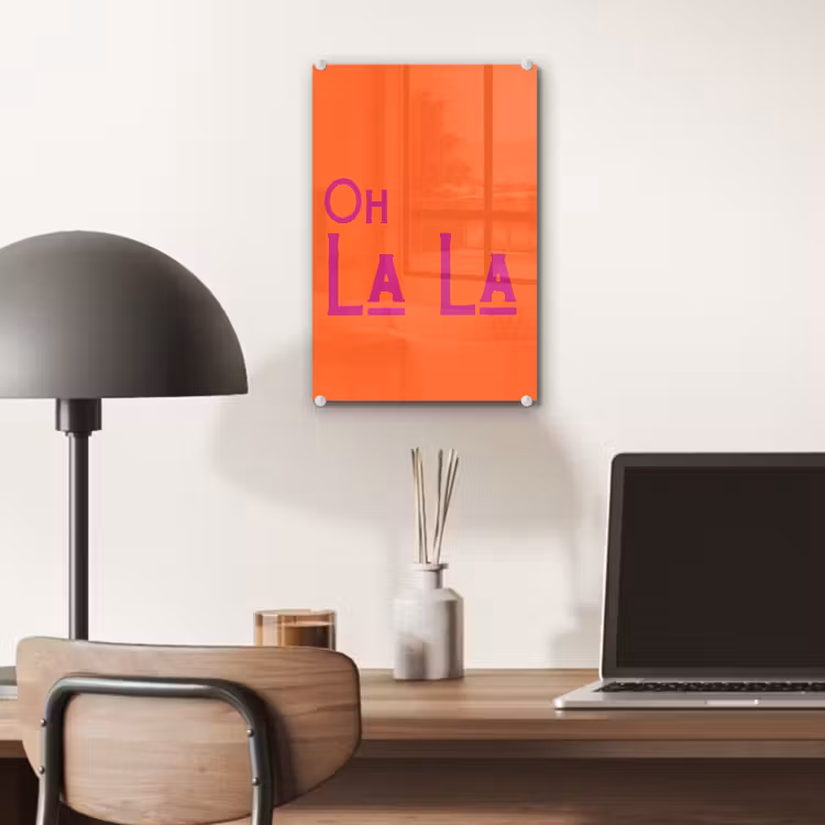 Glas schilderij - Oh la la - Oranje - Roze - Scheeflettertype — 7