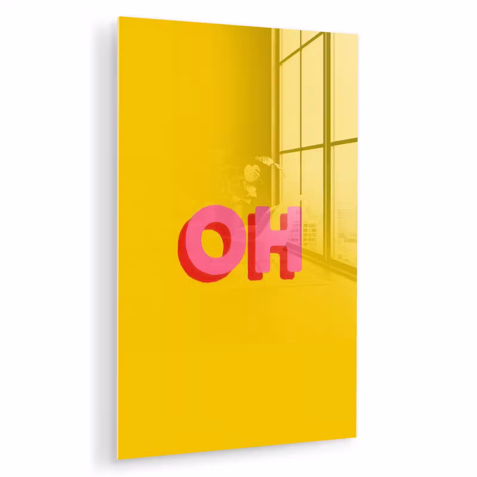 Glas schilderij - Geel - Roze - Oh - 3D — 1