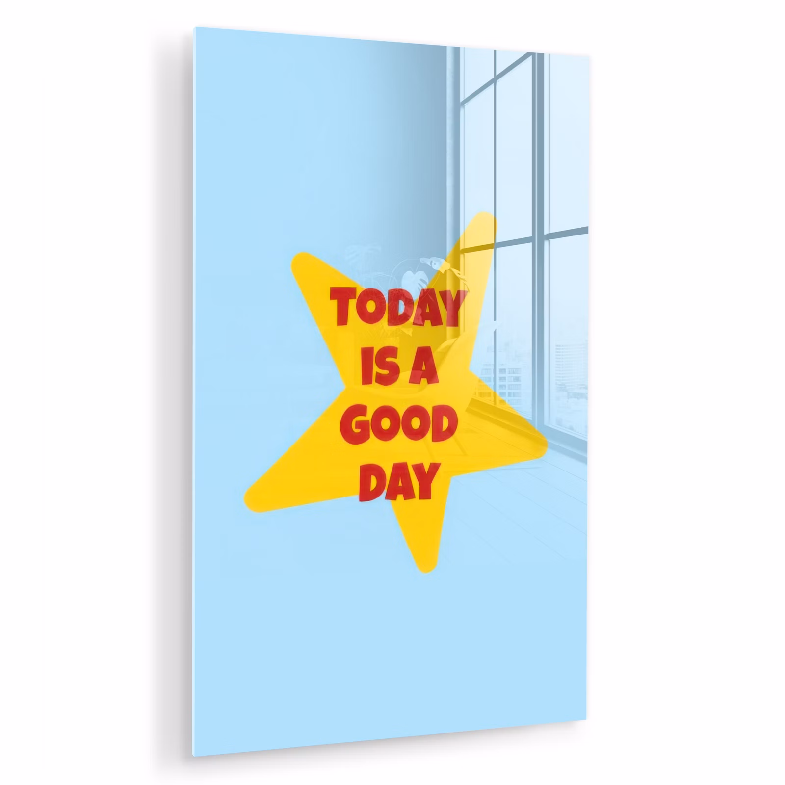 Glas schilderij - Ster - Today is a good day - Blauw — 1