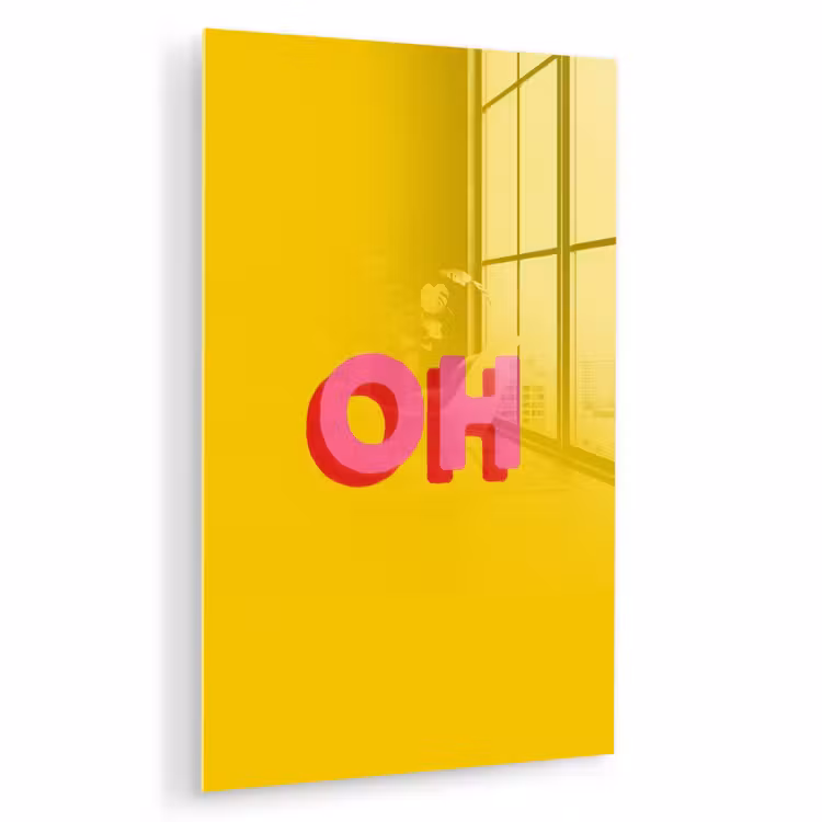 Glas schilderij - Geel - Roze - Oh - 3D — 1