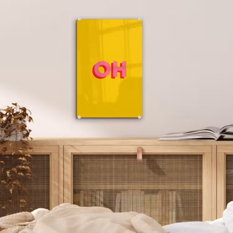 Glas schilderij - Geel - Roze - Oh - 3D — 5