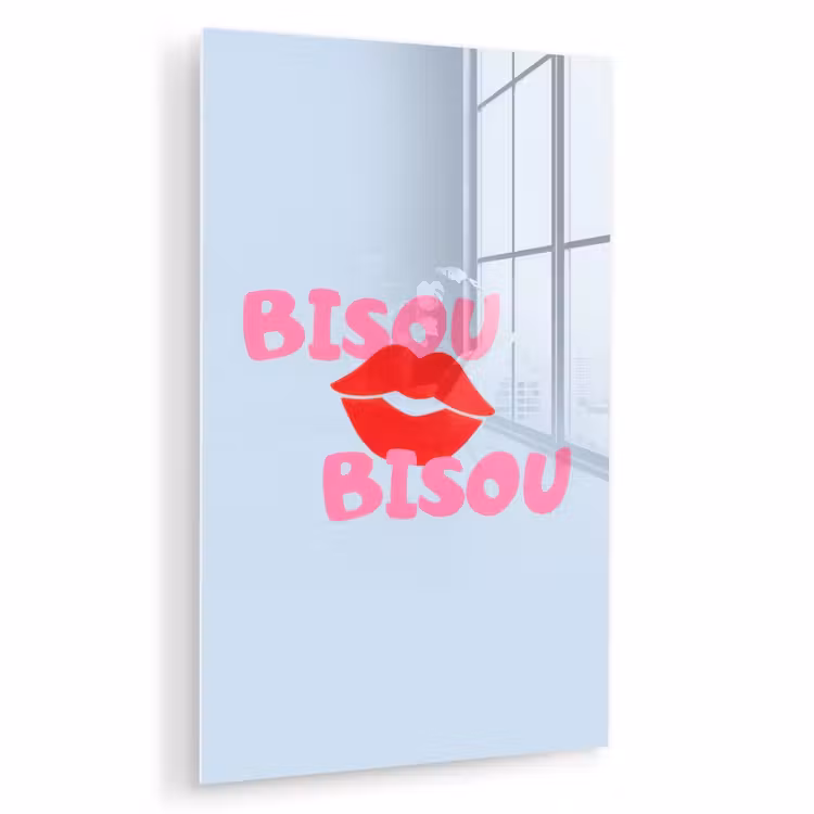 Glas schilderij - Lippen - Bisou - Blauw — 1